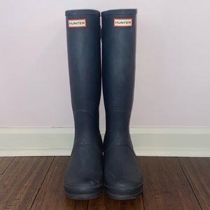 HUNTER boots - tall, navy, matte, and adjustable